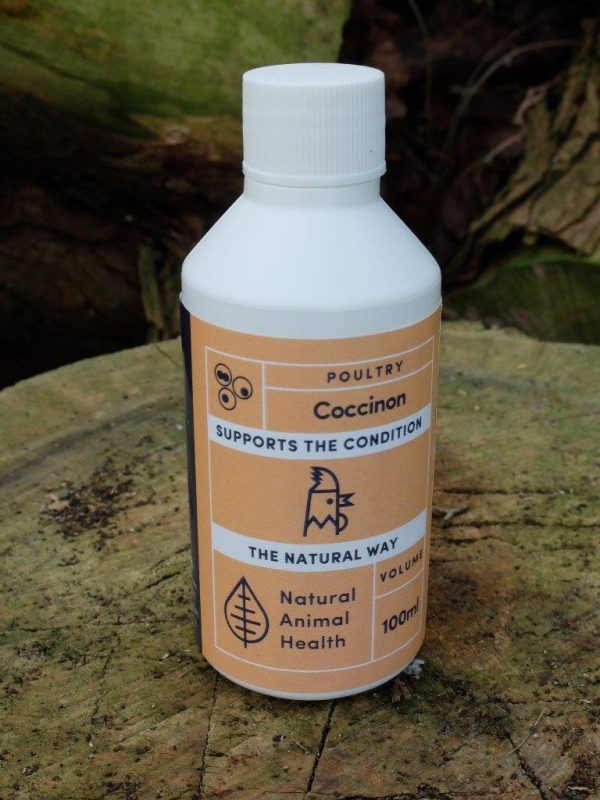 bottle of Coccinon for coccidiosis in chickens